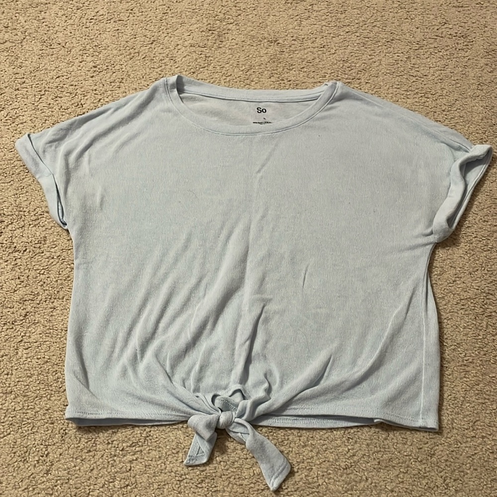 SO Baby Blue Front Tie T-shirt